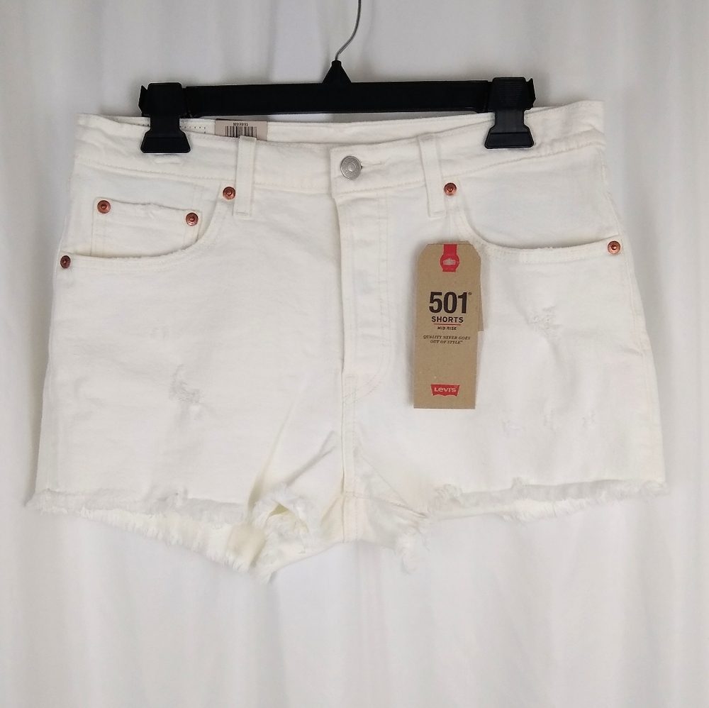NEW Levi's 501 Mid Rise Cut Off Jean Shorts - Picture 4 of 8